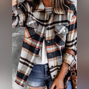 Plaid Button Front Shacket